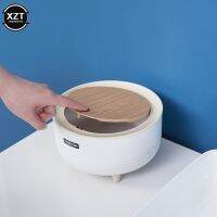 ☜◕❃ Mini Garbage Can Japanese Desktop Trash Can Simple Press Trash Storage Bin Cute Round Trash Can Kitchen Dustbin Table Trash Bin