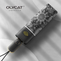 ร่มฤดูร้อน OLYCAT สำหรับผู้หญิงเฉดสีร่มกันแดดพับได้สไตล์ Paisley ร่มกันแดดแบบแบนร่ม UPF50 +