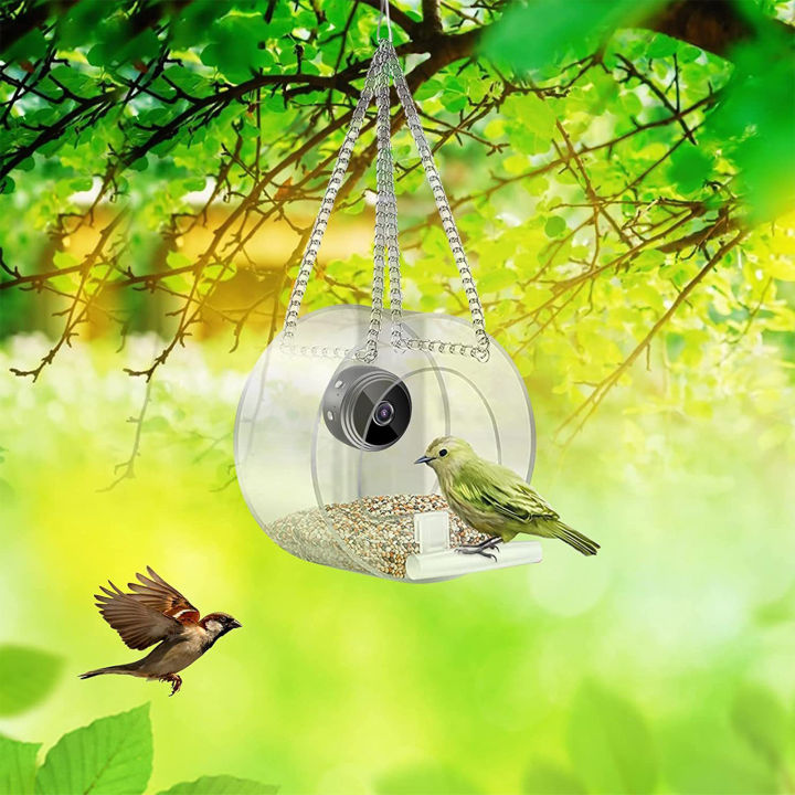 กลางแจ้งแขวนสำหรับสวนถาดนกพร้อมกล้องนกกำลังป้อนอาหารกล้องสำหรับคนรักนก