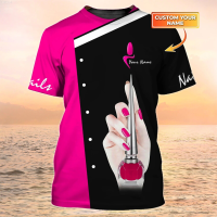 2023 new (สต็อกเพียงพอ) design- Newest Summer Fashion Men‘s T-shirt Nail Technician Personalized Name 3D Printed t shirt Unisex Casual Nails Shirt Uniform DW94คุณภาพสูง size:S-5XL