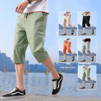 COD SDFERTREWWE ??100 Cotton? M-5XL Mens Shorts 3/4 pants Korean Casual Plain Seluar Lelaki Pendek Beach Summer Plus Size 5XL