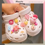 Bộ 14 Jibbitz, Sticker, Charm 3D chủ đề heo piggy nhựa cứng gắn Dép Crocs