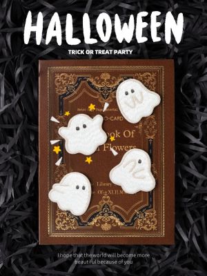 ✣✹☎ Cute Cartoon Ghost Embroidery Stickers Patch Stickers Down Jacket Bag Ipad Shell Diy Decoration Self-Adhesive Sewing-Free Cloth Stickers