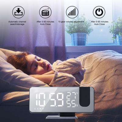 Projection Alarm Clock Radio, Digital Alarm Clocks For Bedrooms With USB Charger, 180° Projector, Battery Backup, Dual Alarms, Snooze, Mirror Dimmable Large LED Display Clock For Kids Teens Adults x78