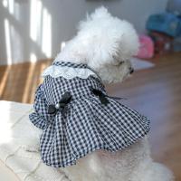 Dog Dress Eye-catching Pet Dress Lace Neckline Pretty Bowknot Plaid Dog Cat Princess Dress Pet Supplies Dresses