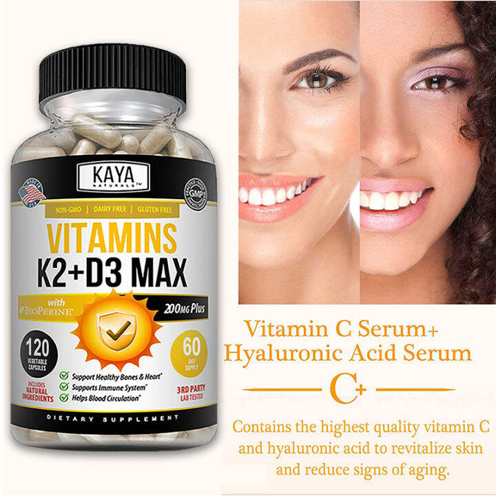 Vitamins K2 & D3 For Bone & Heart Health NonGMO Boosts Immunity Boosts