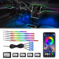 Universal Acrylic Neon LED Car Interior Ambient Lights APP Strip Light Guide Fiber Optic RGB Auto Decoration Atmosphere Lamp