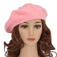 DOUBCHOW Women 39;s Light Weight Artist French Style Beret Hats Teenage Girls Wool Blending Solid Color Pink Purple Baret Flat Hat