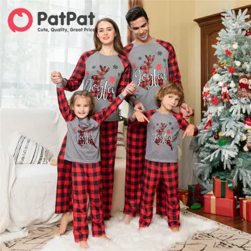 PatPat Family Matching Christmas Pajamas Set,2Piece Santa Print Long Sleeve  Nightshirt with Sleep Pants Holiday Jammies Sleepwear Loungewear Flame  Resistant 