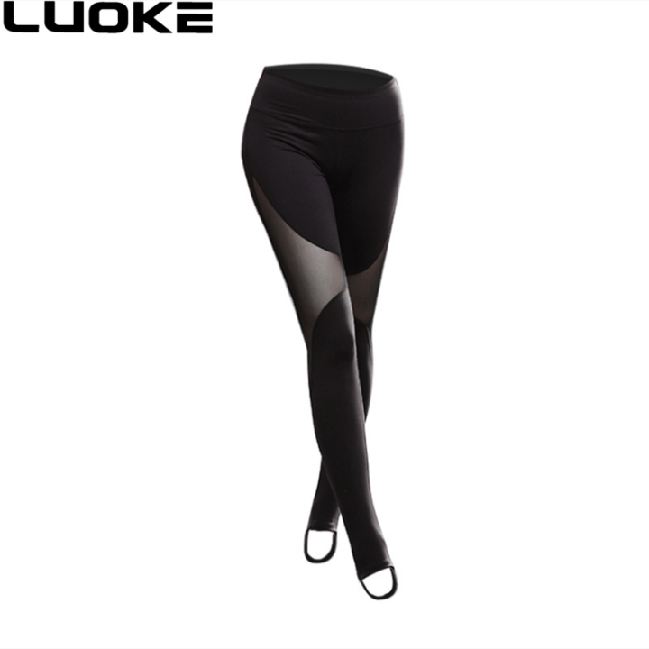 luokeกางเกงโยคะสตรี-กางเกงขายาวสีดำและผ้าทอแฟชั่นใช้ได้กับทุกชุดดีไซน์เท้าเหมาะสำหรับเล่นโยคะวิ่งกีฬาและฟิตเนส
