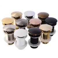 Bathroom Sink Push Down Pop Up Stopper Drain in Brushed GoldMatt BlackWhiteRose GoldGoldChrome Washbasin Accessoires