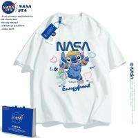 ✁ [ผ้าฝ้าย 100 ] NASA apricot การ์ตูนแขนสั้นชายและหญิงฤดูร้อนสบาย ๆ และทุกคู่นักเรียนคู่อินเทรนด์เสื้อยืดแบรนด์