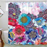 【CW】ஐ  Boho Floral Shower Curtain Mandala Colorful Flowers Fabric Polyester Set