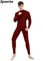 Speerise Mens Adult Unisex Long Sleeve Unitard Ballet Bodysuit Workout One Piece Leotards Catsuit Gymnastics Dance Wear Zippered