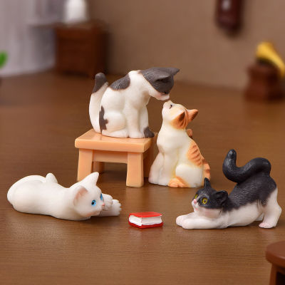 ไมโครแลนด์สเคปอุปกรณ์เสริมลูกบอลคริสตัลรูปแมวการ์ตูนน่ารักอุปกรณ์เสริมสัตว์จำลองแมวที่สมจริง