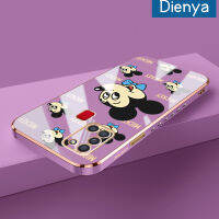 Dienya เคสปลอกสำหรับ Samsung กาแล็คซี่ A21S การ์ตูนแฮปปี้มิกกี้ใหม่กรอบสี่เหลี่ยมชุบพื้นผิวเคสซิลิกาเจลแบบนิ่มกันกระแทกเคสมือถือรวมเลนส์กล้องถ่ายรูปฝาครอบป้องกันทั้งหมด