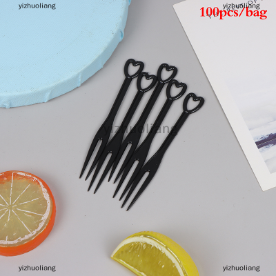 yizhuoliang 100ชิ้น/ถุงส้อมผลไม้ MINI CLEAR Plastic Forks หน้าแรกอาหารเค้กผลไม้ส้อม