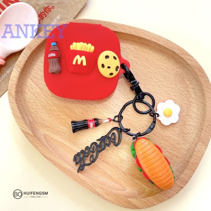suitable-for-fiil-key-case-wireless-bluetooth-headset-silicone-protective-sleeve-cute-cartoon-soft-shell-hamburger-hot-dog