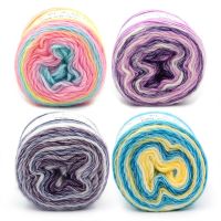 300g Rainbow Color Hand Knit Cotton Yarn Soft Mohair Hand Knit Warm Sweater Sofa Cushion Scarf DIY Knitting Yarn