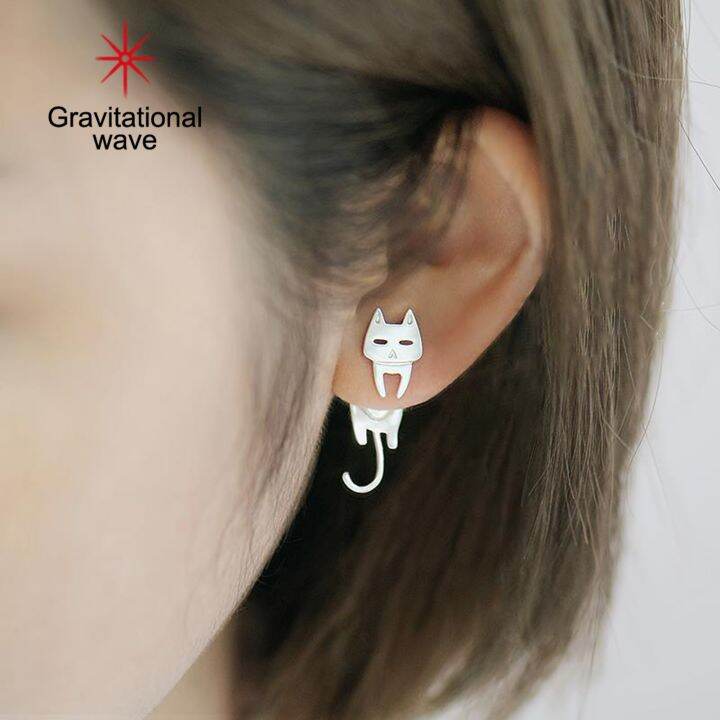 gravitational-wave-1ชุดต่างหูสตั๊ด-fish-plated-น่ารักสไตล์เกาหลี-asymmetrical-ear-studs-วันเกิด-gift