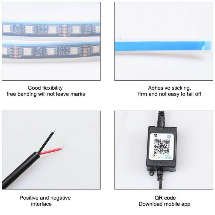 แถบไฟนีออน-led-ไฟกระโปรงรถยนต์180cm-หลากสีหลายโหมด-app-ควบคุมด้วยเสียงตกแต่งแสง-lampu-jalan-กลางวันใหม่