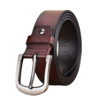 LA SPEZIA Men Leather Belt Coffee Pin Buckle Belt For Trousers Male Vintage Genuine Cow Leather High Quality Retro Belts For Men