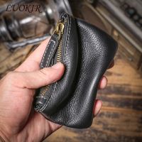 【CW】✙❧☑  LUOKIR Leather Coin Purse Mens Small Card Womens Short Wallet Holder Cowhide Money