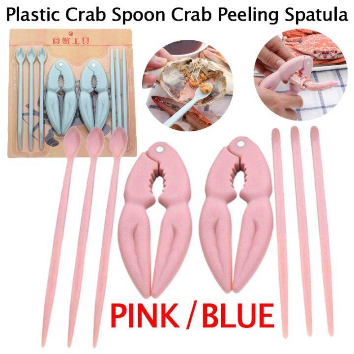 8 pieces/set of crab eating tools PP plastic spoon crab pliers crab