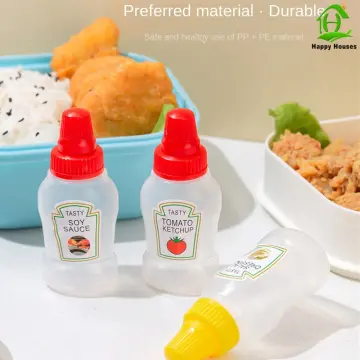 2pcs/set 25ML Mini Tomato Ketchup Bottle Portable Small Sauce Container  Salad Dressing Container Pantry Containers for Bento Box
