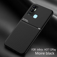 Infinix Hot 12 Play Case,EABUY Fashionable New Style Moire Embedded Iron Plate Ring-free Bracket Phone Case (Compatible with Magnetic Car) for Infinix Hot 12 Play