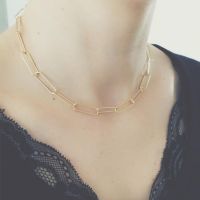 [Free ship] and cross-border simple geometric rectangular chain clavicle necklace femininity short