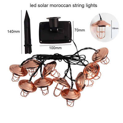 Solar String Lights Outdoor Decoration LED Lamp Bulb Moroccan Wrought Iron Style Patio Lamp Fairy Light Garden Holiday Lighting