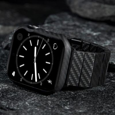 Stainless Steel strap for Apple Watch band 44mm 40mm 45mm 41mm 42mm/38mm Carbon fiber Metal belt Slim Bracelet iWatch 3 4 5 6 SE Straps