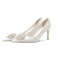 【Fast Shipping】SWEETC Kasut Perempuan kasut tinggi Bridal Shoes Pointed Rhinestone Stiletto Wedding White High Heels