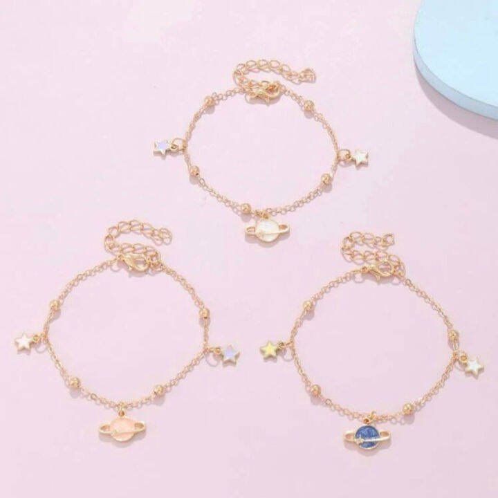 พร้อมส่ง-สร้อยข้อมือตกแต่งอวกาศ-ดาวเสาร์-และดวงดาว-มี-3-สีให้เลือก-bl020-bl012