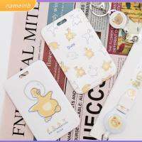 NAMEINB 2Pcs พลาสติกสำหรับตกแต่ง ห่วงโซ่กุญแจ เป็ดและเป็ด ที่ใส่ป้าย ของใหม่ พับเก็บได้ ออฟฟิศสำหรับทำงาน