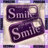 PingCoo - Case For iPhone 14 13 12 11 Plus Pro Max XR TPU Soft Jelly Airbag Case Purple Smile Camera Protection Shockproof Back Cover