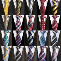 Fashion Mens Neckties Classic Stripes Plaid 8CM Wedding Ties Jacquard Woven 100 Silk Men Tie Neck Ties For Party Accessories