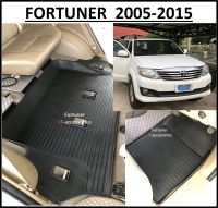 ผ้ายางปูพื้นรถยนต์ ถาดยางปูพื้น พรมปูพื้นรถ TOYOTA  FORTUNER  ฟอร์จูนเนอร์ 2005 2006 2007 2008 2009 2010 2012 2013 2014 2015 ( 6 ชิ้น หน้า 2 กลาง 3 แถว3 1 ชิ้นแผ่นใหญ่ )