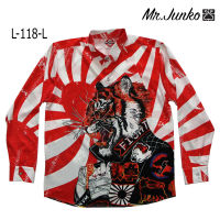 ?ส่งฟรี?เชิ้ตแขนสั้น งานต่อลาย mr-Junko ผ้าซาติน นิ่มใส่สบายไม่ร้อน L-118-L