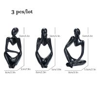 Black VORMIR 3Pcs Nordic Abstract Resin Statue Thinker Character Sculpture Home Decor Miniature Figurine Living Room Office Decoration
