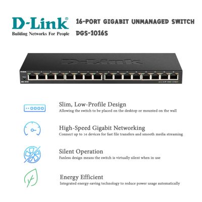 DGS‑1016S  16‑Port Gigabit Unmanaged Switch