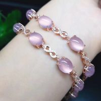 925 Silver Natural Agate Inlaid Beads Bracelet Jewellery Fashion Accessories Amulet Gifts Women Luck Bangle