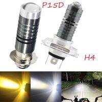 หลอดไฟไฟหน้ารถมอเตอร์ไซค์แบบ LED เอทีวี H6M P15D 1ชิ้นหลอดไฟหน้ารถโมโต H4แสงสีขาว/สีเหลืองอำพัน Hi-Lo Beam สำหรับรถจักรยานยนต์ ATV Ac/dc 9-30V