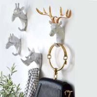 【cw】 Hook Wall Hanging Nordic Home Multifunctional Cartoon Invisible Hook Clothes Hanger Wall Hanging Deer Head Hanging Decorations ！