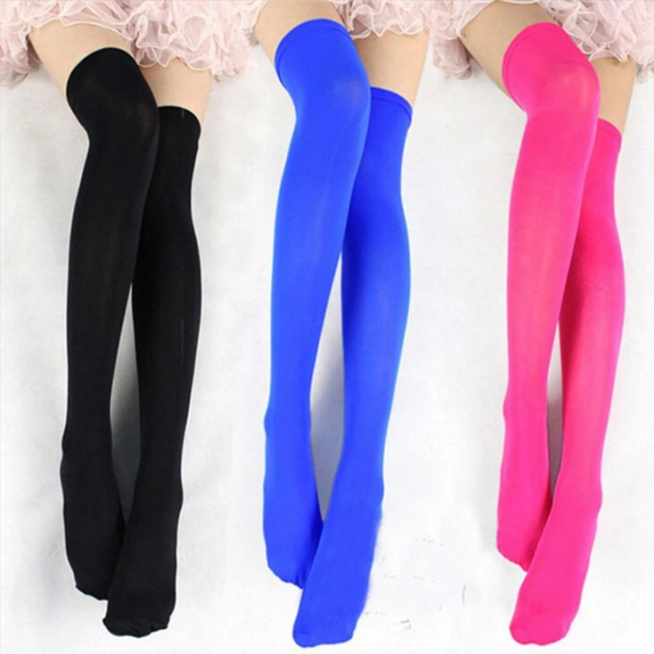 【prettyset】neon Color Women Stockings Sexy Evening Party High Knee