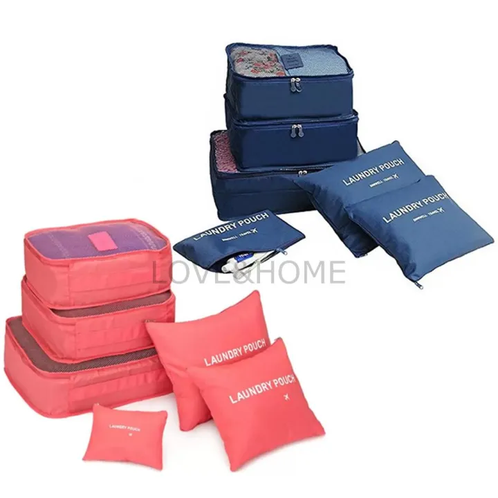 BVS 6 in 1 Secret Pouch Travel Organizer Set (Peach Pink) Set Of 2