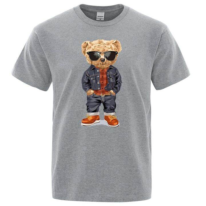 cowboy-teddy-bear-with-hands-in-pockets-men-t-shirts-loose-streetwear-tee-clothes-tshirts-cotton