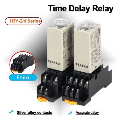 【YP】 Relé do tempo H3Y-2 4 Poder-no atraso AC220V prata contato pequeno relé DC24V 12V