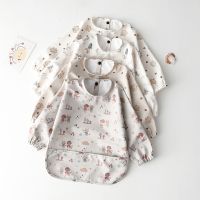 【DT】hot！ Baby Bibs Toddler Sleeve Apron Cartoon Animals Children Feeding Smock Bib  Newborn Accessories